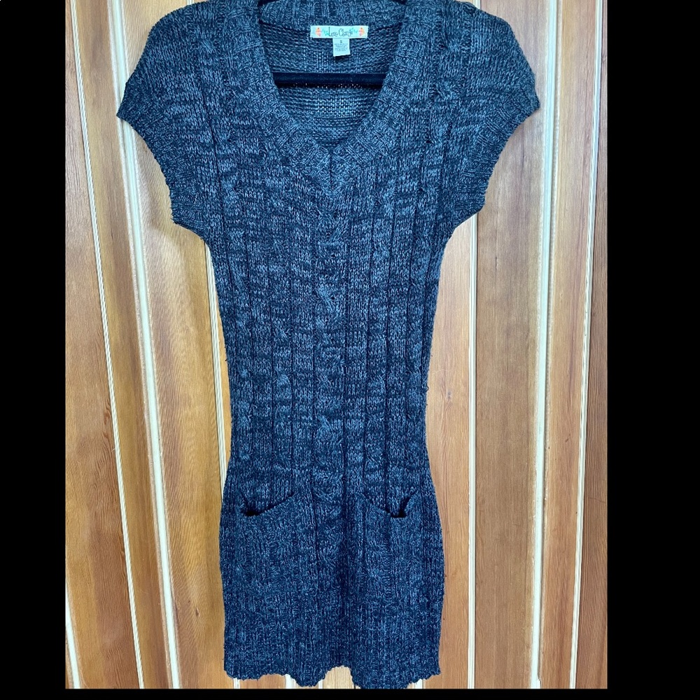 Charcoal grey cable knit Love Chance sweater dress